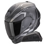 Casque Integral Scorpion Exo 491 Kripta Matt Black Silver + Bluetooth-Kit Exo-Com Link-1