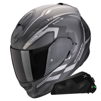 Integral Scorpion Exo 491 Kripta Matt Black Silver + Bluetooth-Kit Exo-Com Link-1C