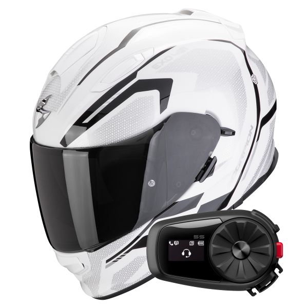 Integral Scorpion Exo 491 Kripta White Black + Kit Bluetooth 5S Solo