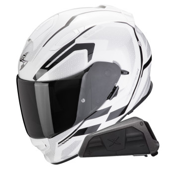 Integral Scorpion Exo 491 Kripta White Black + Bluetooth-Kit Exo-Com Link-1