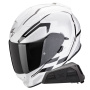 Casque Integral Scorpion Exo 491 Kripta White Black + Bluetooth-Kit Exo-Com Link-1