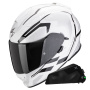 Casque Integral Scorpion Exo 491 Kripta White Black + Bluetooth-Kit Exo-Com Link-1C