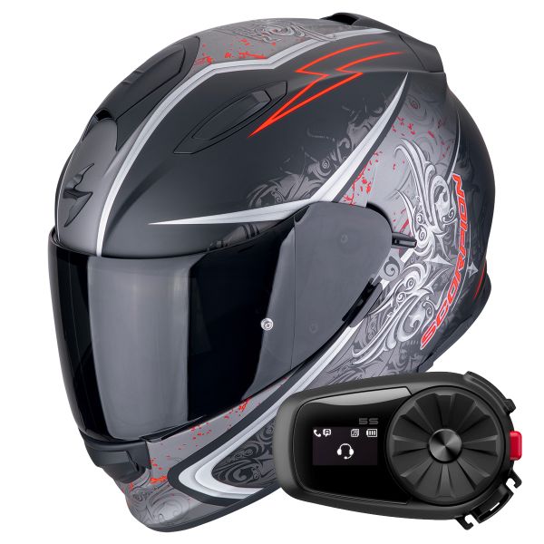 Integral Scorpion Exo 491 Run Matt Black Red + Kit Bluetooth 5S Solo