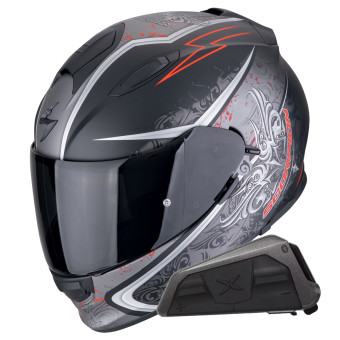 Integral Scorpion Exo 491 Run Matt Black Red + Bluetooth-Kit Exo-Com Link-1