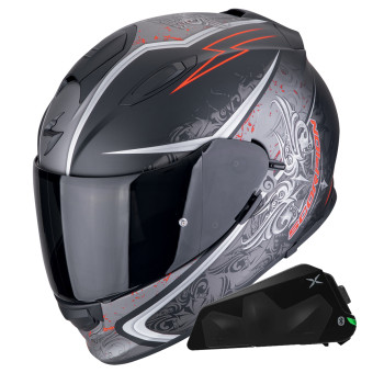 Integral Scorpion Exo 491 Run Matt Black Red + Bluetooth-Kit Exo-Com Link-1C