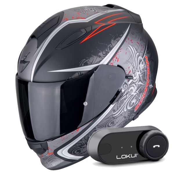 Integral Scorpion Exo 491 Run Matt Black Red + Kit Bluetooth Lokui K30