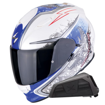 Integral Scorpion Exo 491 Run White Blue + Bluetooth-Kit Exo-Com Link-1