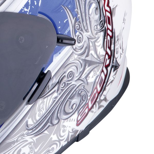 Scorpion Exo 491 Run White Blue + Bluetooth-Kit Exo-Com Link-1