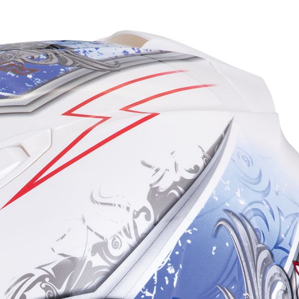 Scorpion Exo 491 Run White Blue + Bluetooth-Kit Exo-Com Link-1