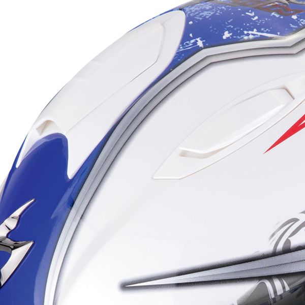 Scorpion Exo 491 Run White Blue + Bluetooth-Kit Exo-Com Link-1