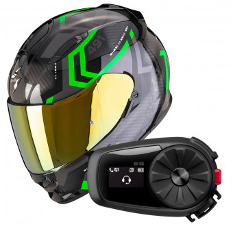 Integral Scorpion Exo 491 Spin Black Green + Kit Bluetooth 5S