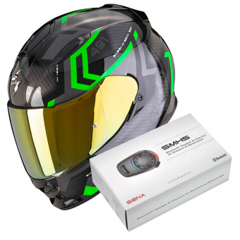 Integral Scorpion Exo 491 Spin Black Green + Kit Bluetooth SMH5