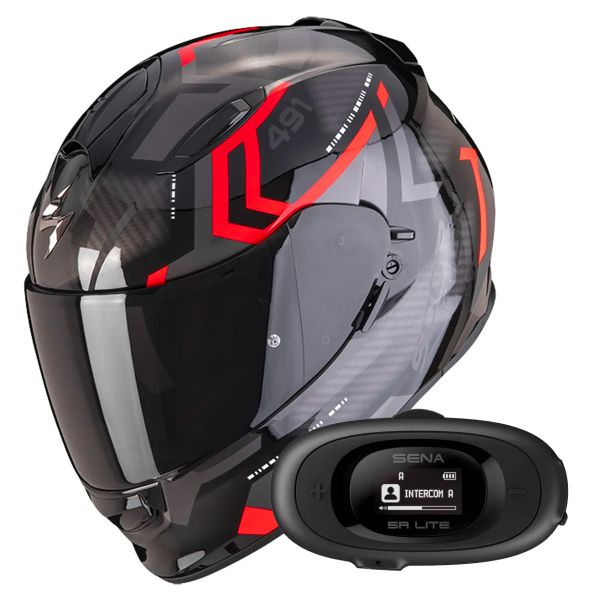 Integral Scorpion Exo 491 Spin Black Red + Kit bluetooth 5R Lite