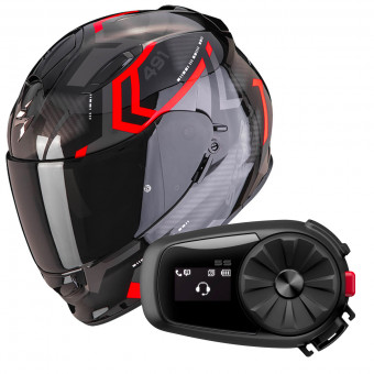 Integral Scorpion Exo 491 Spin Black Red + Kit Bluetooth 5S