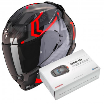 Integral Scorpion Exo 491 Spin Black Red + Kit Bluetooth SMH5