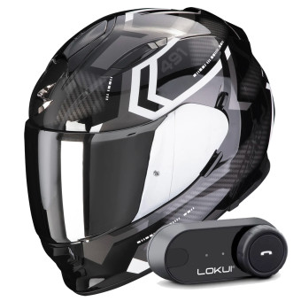 Integral Scorpion Exo 491 Spin Black White + Kit Bluetooth Lokui K30