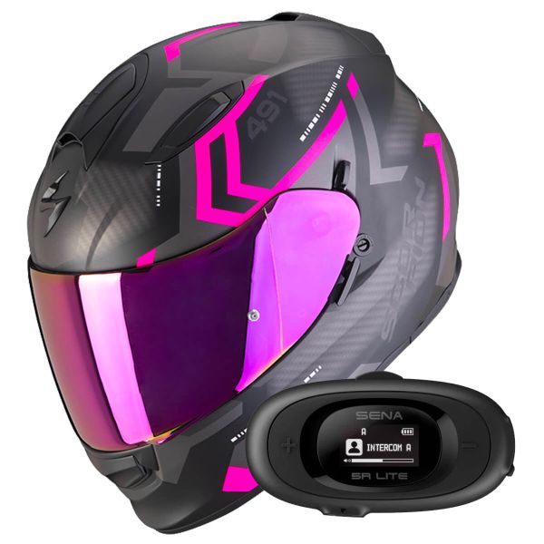 Integral Scorpion Exo 491 Spin Matt Black Pink + Kit bluetooth 5R Lite