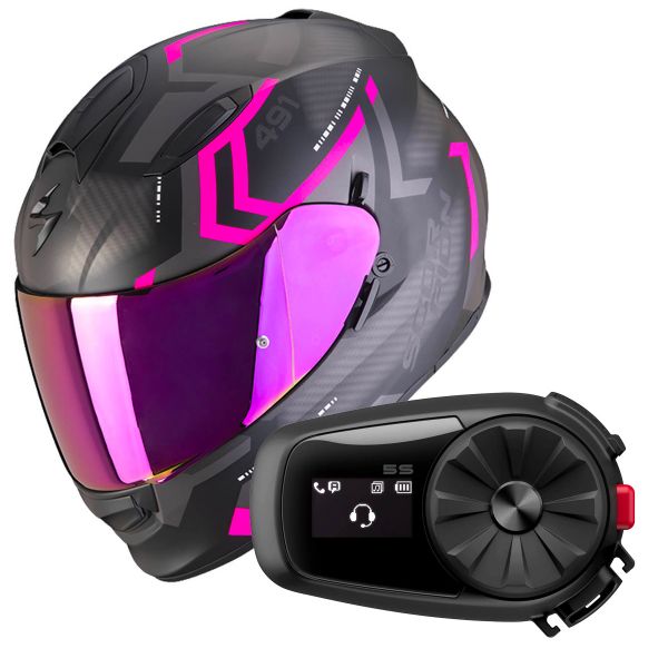 Integral Scorpion Exo 491 Spin Matt Black Pink + Kit Bluetooth 5S