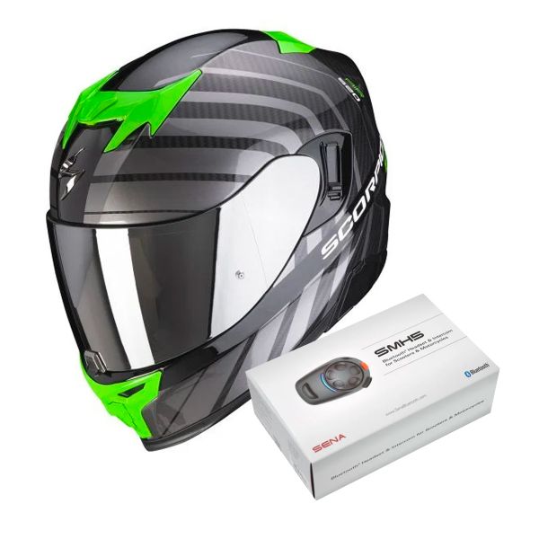 Integral Scorpion Exo 520 Air Shade Black Green + Kit Bluetooth SMH5 Solo
