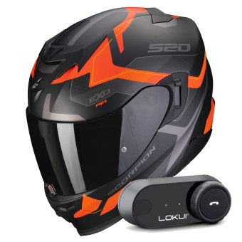 Integral Scorpion Exo 520 Evo Air Elan Matt Black Orange + Kit Bluetooth Lokui K30