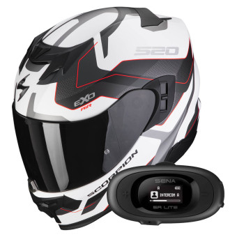 Integral Scorpion Exo 520 Evo Air Elan Matt White Silver Red + Kit bluetooth 5R Lite