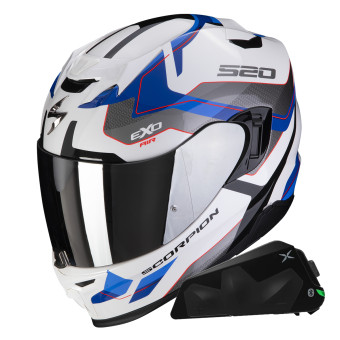 Casque Integral Scorpion Exo 520 Evo Air Elan White Blue + Kit bluetooth Exo-Com Link-1C Casque Integral Scorpion Exo 520 Evo Air Elan White Blue + Kit bluetooth Exo-Com Link-1C