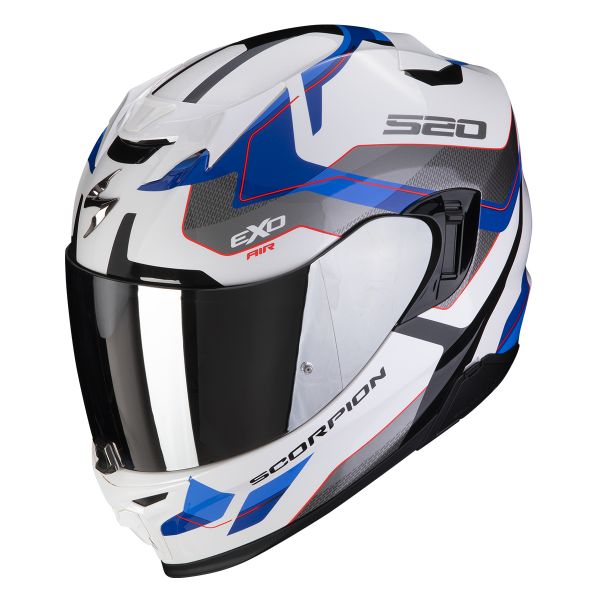 Scorpion Exo 520 Evo Air Elan White Blue + Kit Bluetooth 5S