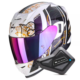 Integral Scorpion Exo 520 Evo Air Fasta White Chameleon + Kit Bluetooth BT Mini