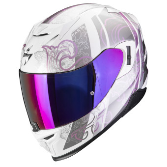 Scorpion Exo 520 Evo Air Fasta White Purple + Kit bluetooth Exo-Com Link-1C