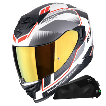 Casque Integral Scorpion Exo 520 Evo Air Lena Matt Silver Red + Kit bluetooth Exo-Com Link-1C Casque Integral Scorpion Exo 520 Evo Air Lena Matt Silver Red + Kit bluetooth Exo-Com Link-1C