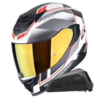 Integral Scorpion Exo 520 Evo Air Lena Matt White Red + Kit bluetooth Exo-Com Link-1
