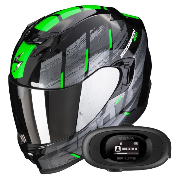 Integral Scorpion Exo 520 Evo Air Maha Black Green + Kit bluetooth 5R Lite