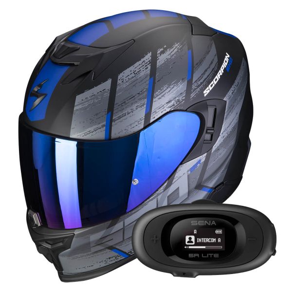 Integral Scorpion Exo 520 Evo Air Maha Matt Black Blue + Kit bluetooth 5R Lite