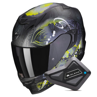 Integral Scorpion Exo 520 Evo Air Melrose Matt Black Yellow + Kit Bluetooth BT Mini