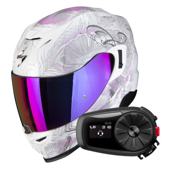 Integral Scorpion Exo 520 Evo Air Melrose Pearl White Pink + Kit Bluetooth 5S