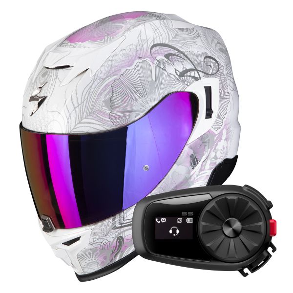 Integral Scorpion Exo 520 Evo Air Melrose Pearl White Pink + Kit Bluetooth 5S