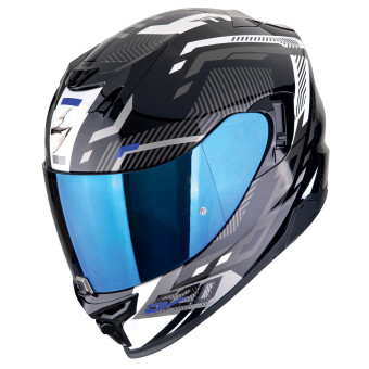 Scorpion Exo 520 Evo Air Ranka Black White Blue + Kit bluetooth Exo-Com Link-1