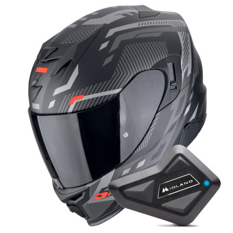 Integral Scorpion Exo 520 Evo Air Ranka Matt Black Silver Red + Kit Bluetooth BT Mini