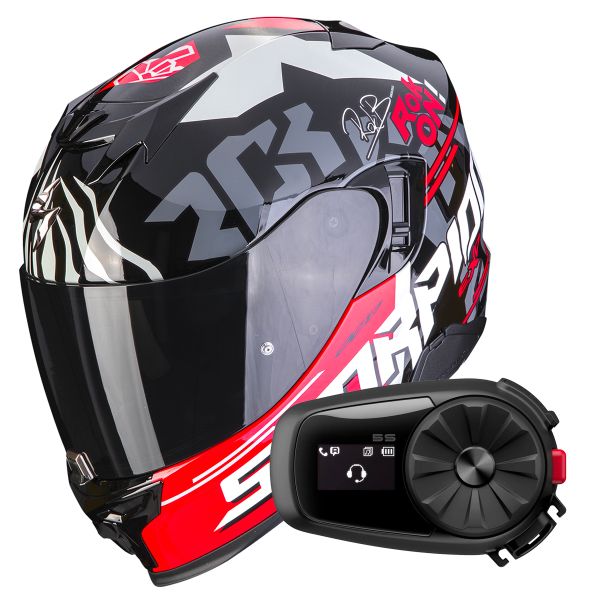 Integral Scorpion Exo 520 Evo Air Rok Bagoros Black Red + Kit Bluetooth 5S