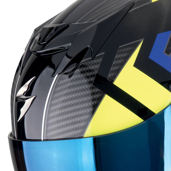 Scorpion Exo 520 Evo Air Sensus Blue Yellow Fluo + Kit bluetooth Exo-Com Link-1