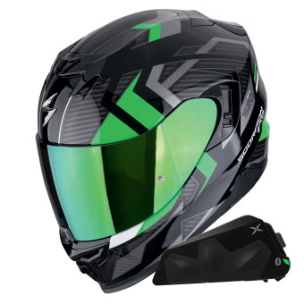Integral Scorpion Exo 520 Evo Air Sensus Black Green + Kit bluetooth Exo-Com Link-1C