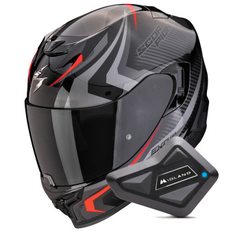 Integral Scorpion Exo 520 Evo Air Terra Black Silver Red + Kit Bluetooth BT Mini