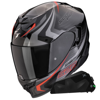Casque Integral Scorpion Exo 520 Evo Air Terra Black Silver Red + Kit bluetooth Exo-Com Link-1C Casque Integral Scorpion Exo 520 Evo Air Terra Black Silver Red + Kit bluetooth Exo-Com Link-1C