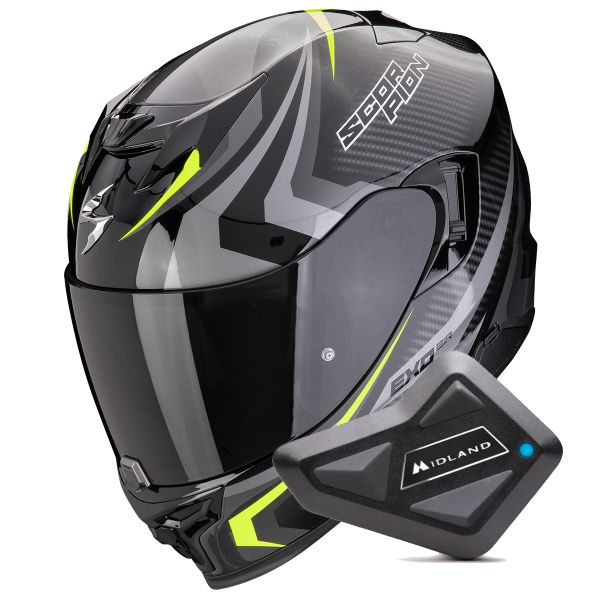 Integral Scorpion Exo 520 Evo Air Terra Black Silver Yellow Fluo + Kit Bluetooth BT Mini