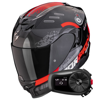Integral Scorpion Exo 520 Evo Air Titan Black Metal Red + Kit Bluetooth 5S Solo