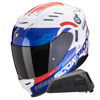Integral Scorpion Exo 520 Evo Air Titan White Blue Red + Kit bluetooth Exo-Com Link-1