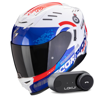 Integral Scorpion Exo 520 Evo Air Titan White Blue Red + Kit Bluetooth Lokui K30