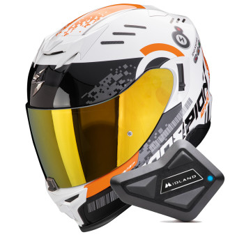 Integral Scorpion Exo 520 Evo Air Titan White Orange + Kit Bluetooth BT Mini