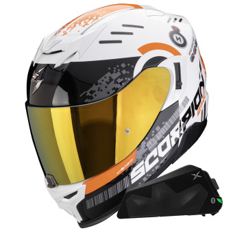 Integral Scorpion Exo 520 Evo Air Titan White Orange + Kit bluetooth Exo-Com Link-1C
