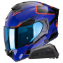 Casque Integral Scorpion Exo 530 Air Clip Blue Black Red + Kit bluetooth Exo-Com Link-1
